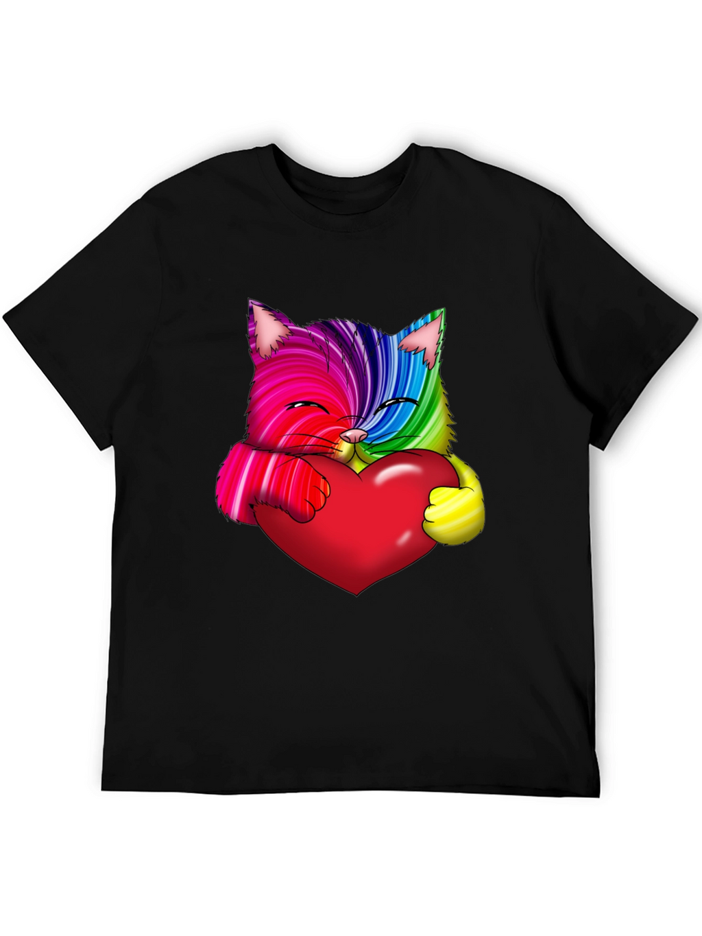 Rainbow Cat Heart Graphic Tee - Love & Pride