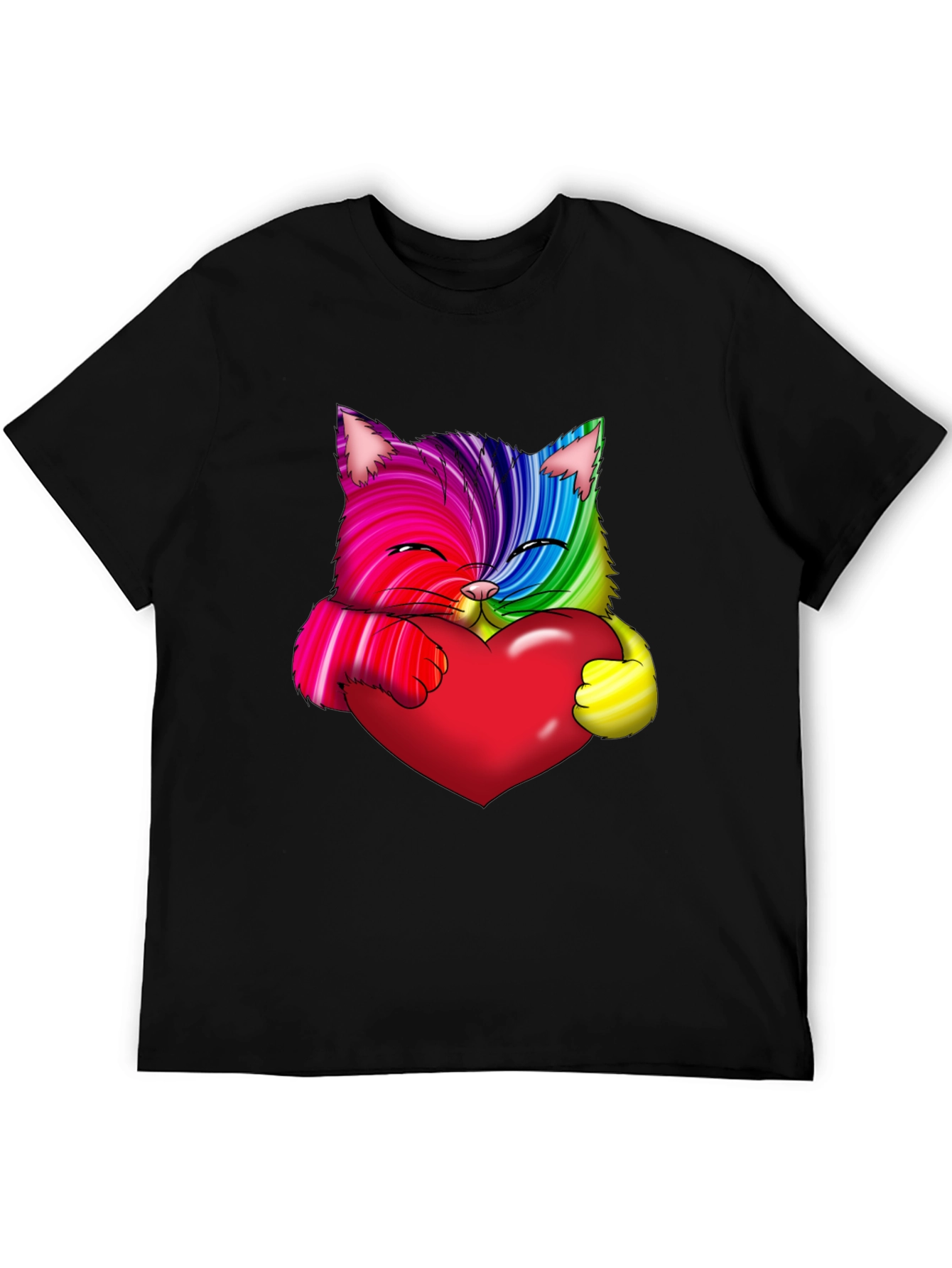 Rainbow Cat Heart Graphic Tee - Love & Pride