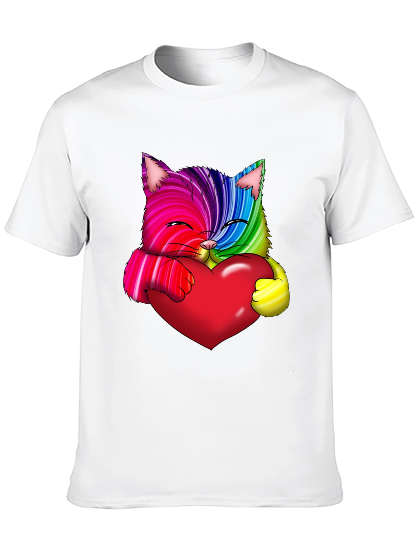 Rainbow Cat Heart Graphic Tee - Love & Pride