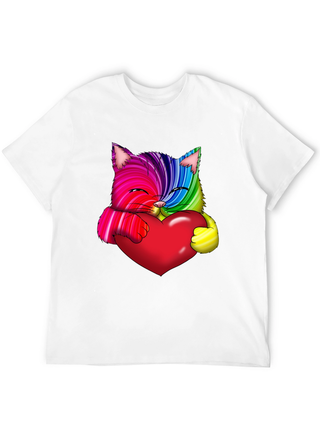 Rainbow Cat Heart Graphic Tee - Love & Pride