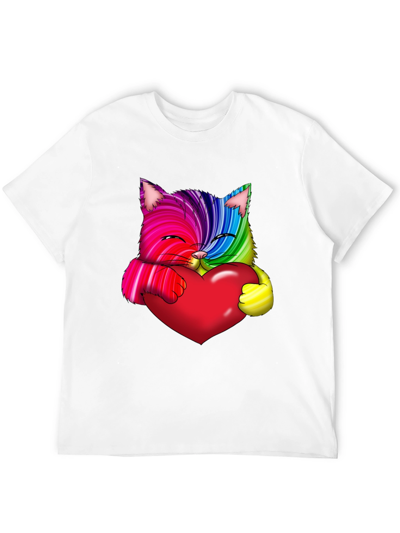 Rainbow Cat Heart Graphic Tee - Love & Pride