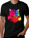 Rainbow Cat Heart Graphic Tee - Love & Pride