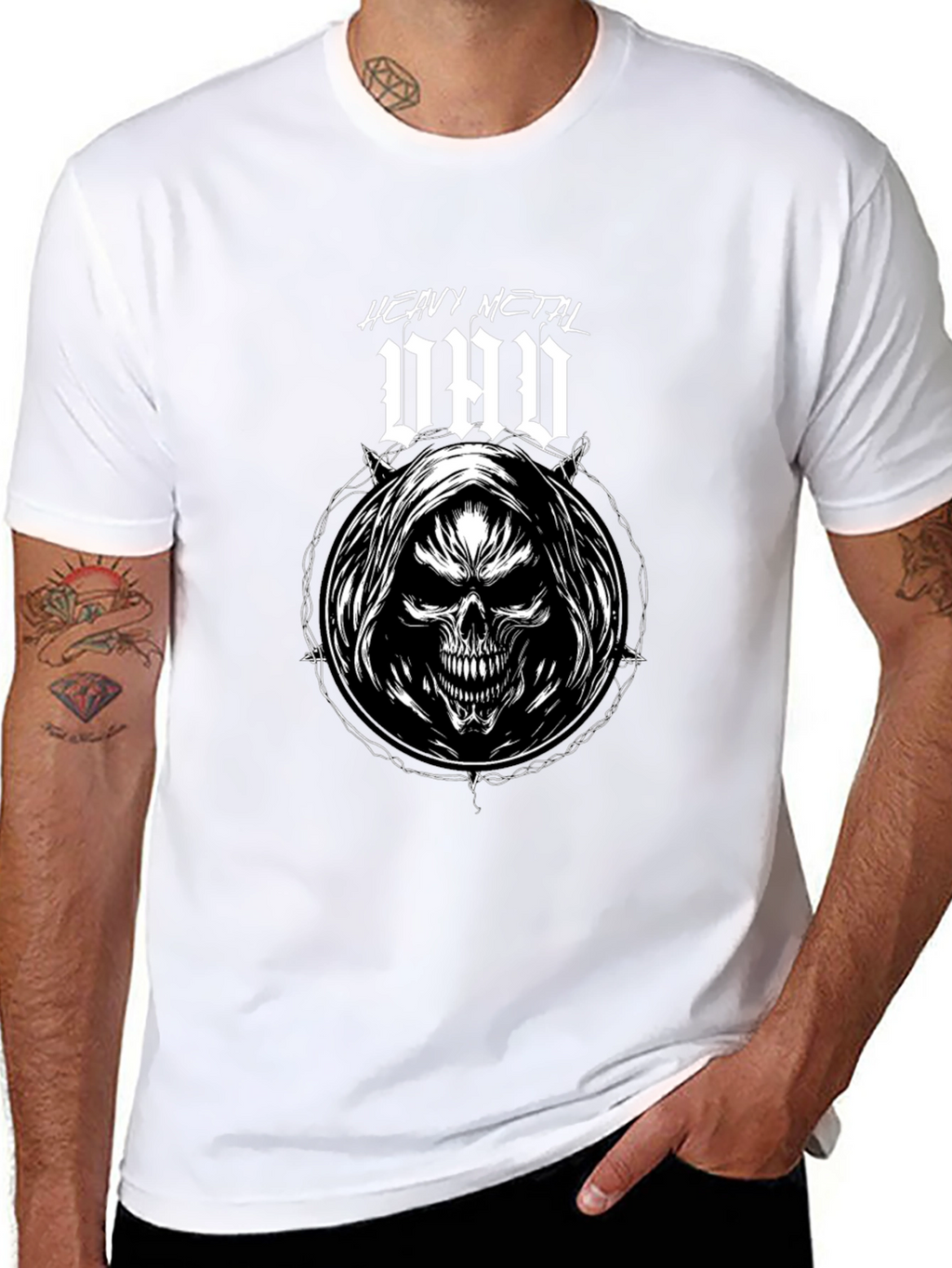 Heavy Metal Dad T-Shirt - Grim Reaper Skull Design