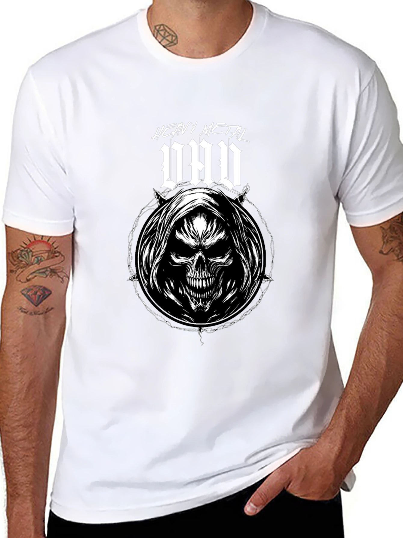 Heavy Metal Dad T-Shirt - Grim Reaper Skull Design