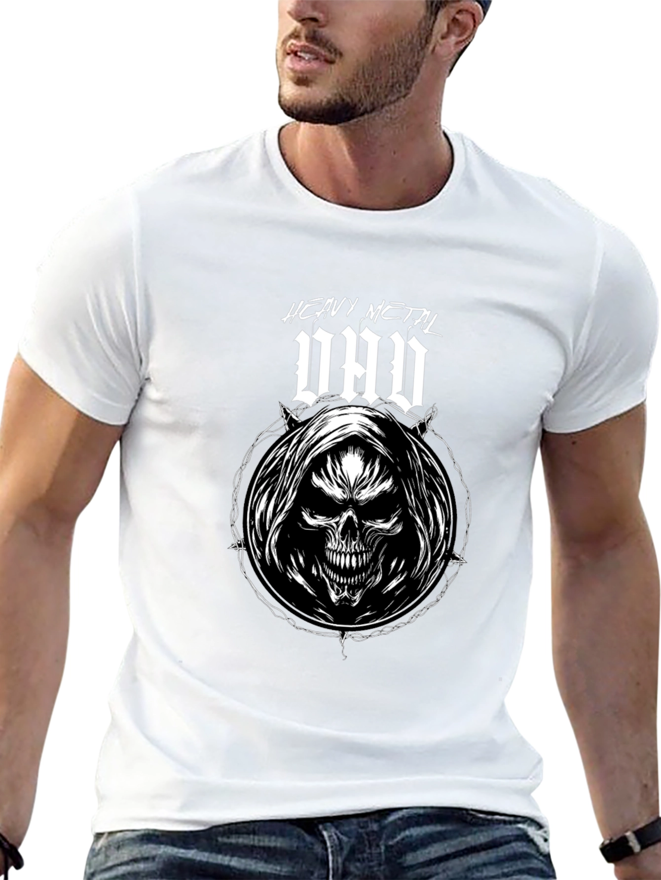Heavy Metal Dad T-Shirt - Grim Reaper Skull Design
