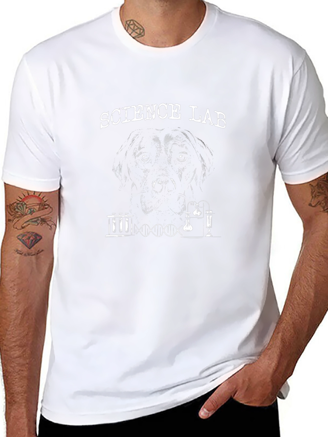Science Lab Dog Graphic Tee - Black Cotton T-Shirt