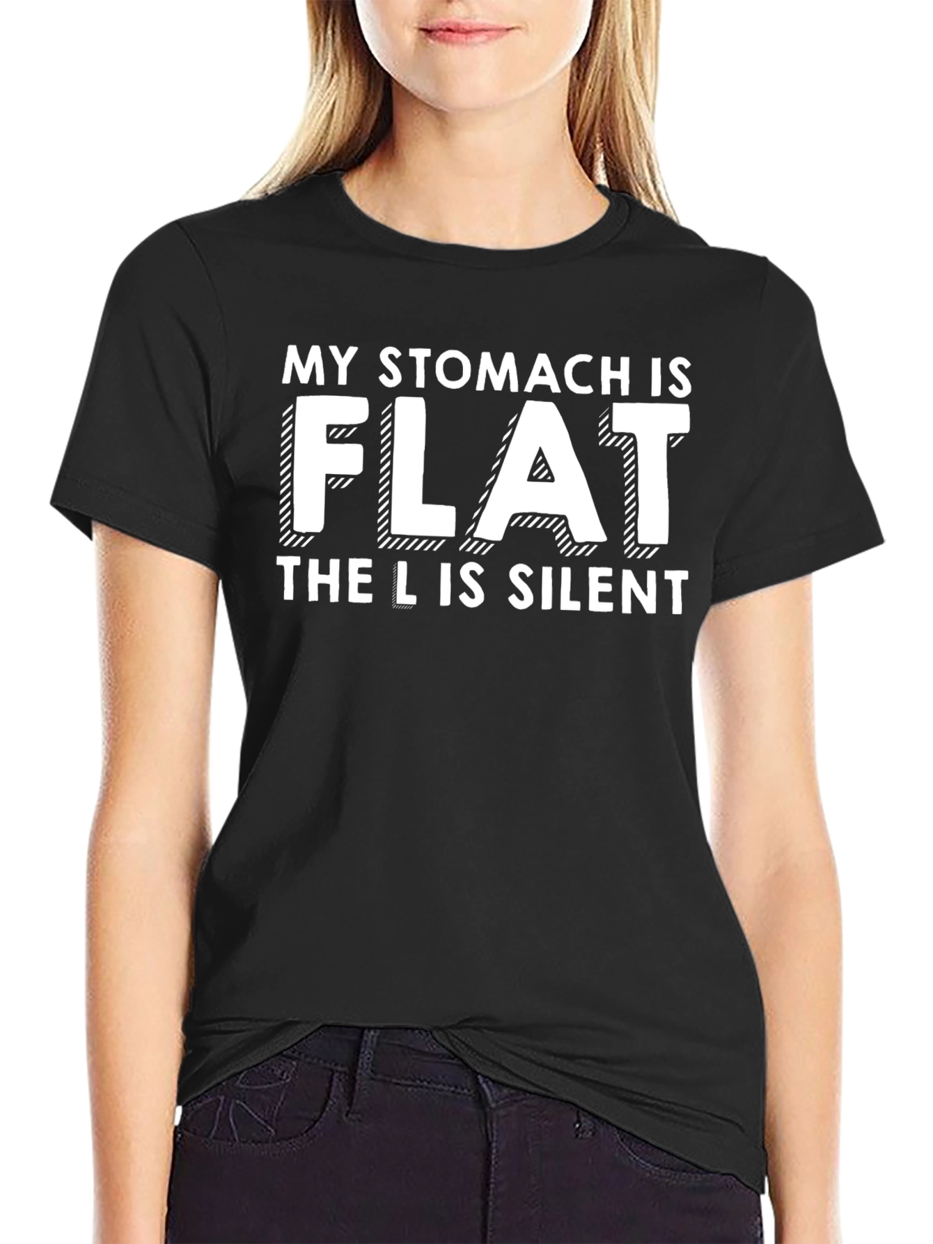 Funny Flat Stomach T-Shirt - The L Is Silent