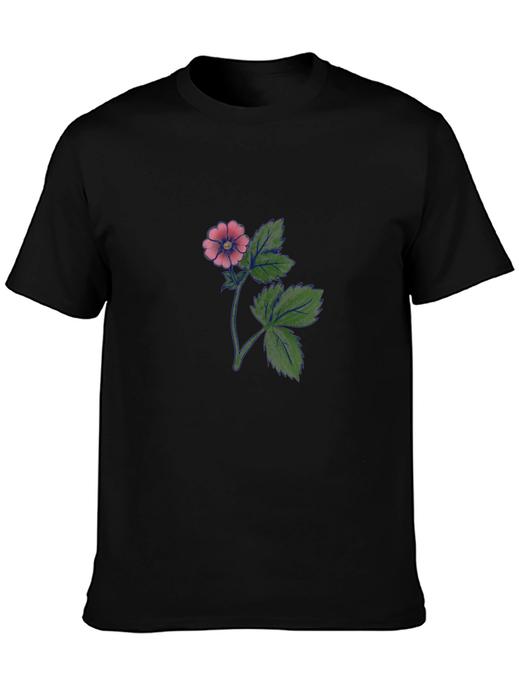 Black T-Shirt with Floral Print