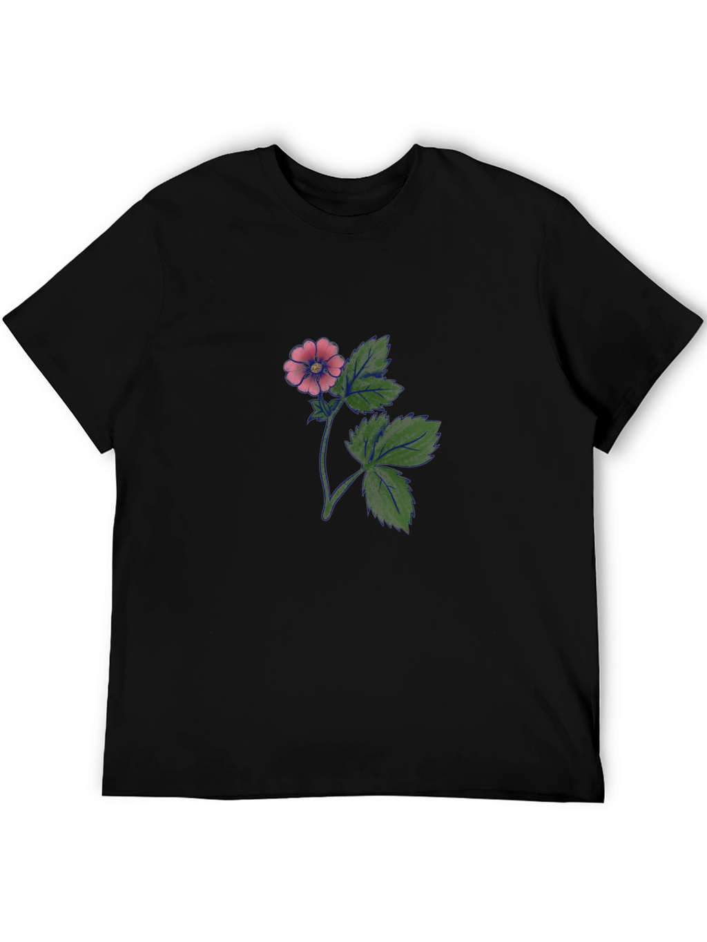Black T-Shirt with Floral Print