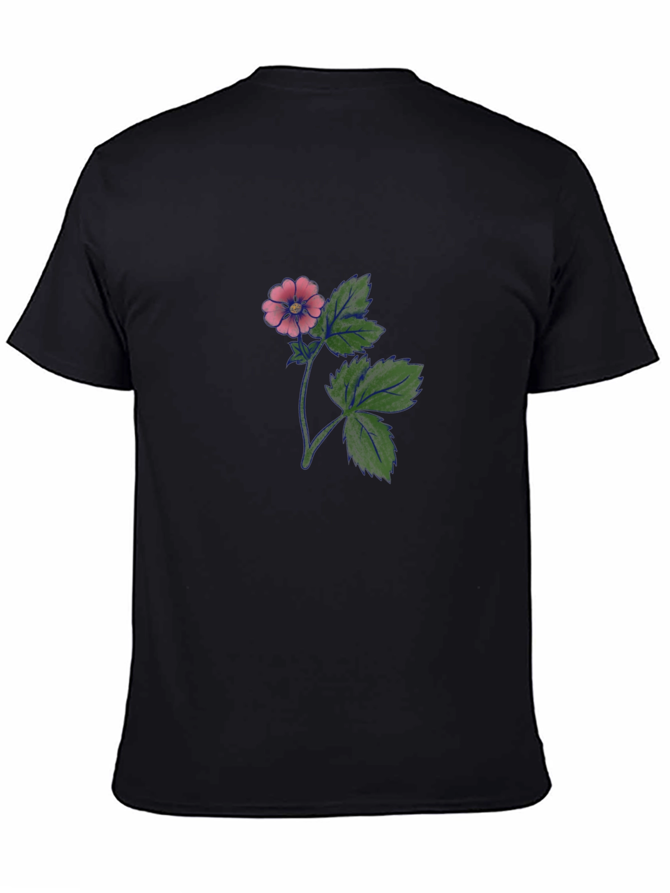 Black T-Shirt with Floral Print