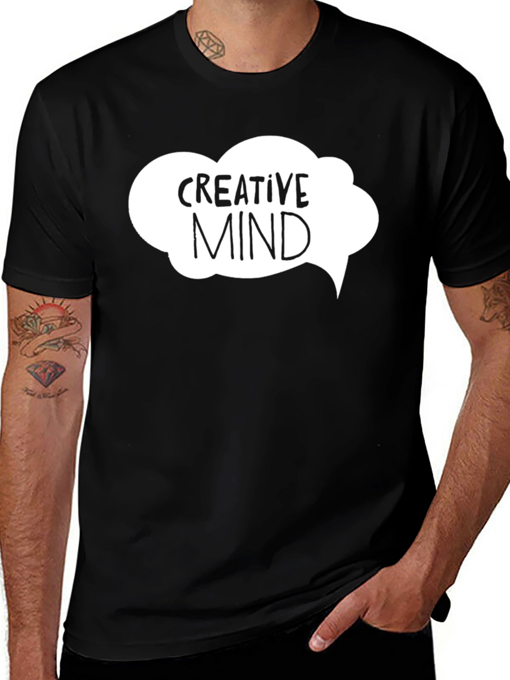 Creative Mind Graphic Tee - Black Cotton T-Shirt