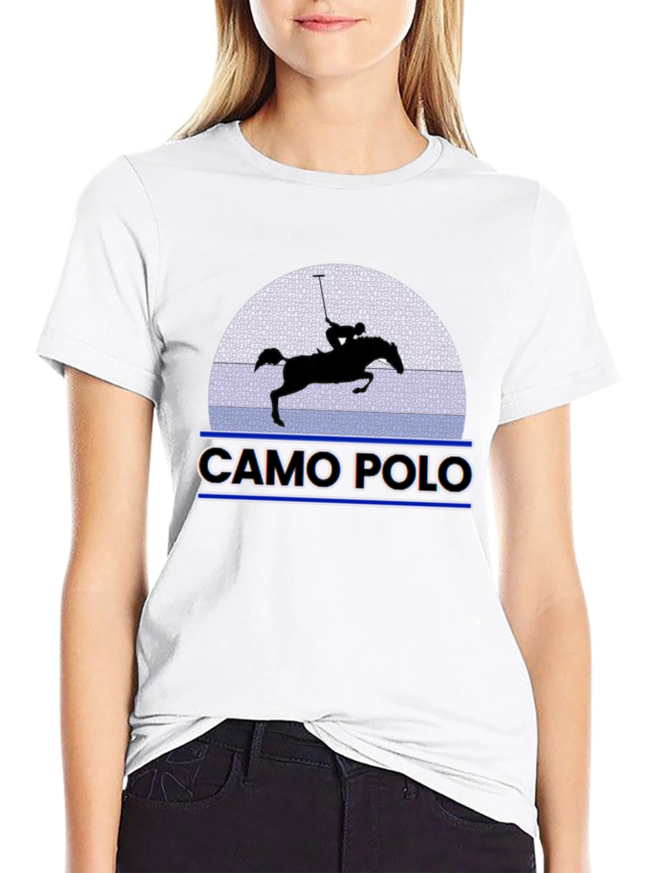 Camo Polo Graphic Tee - Equestrian Style