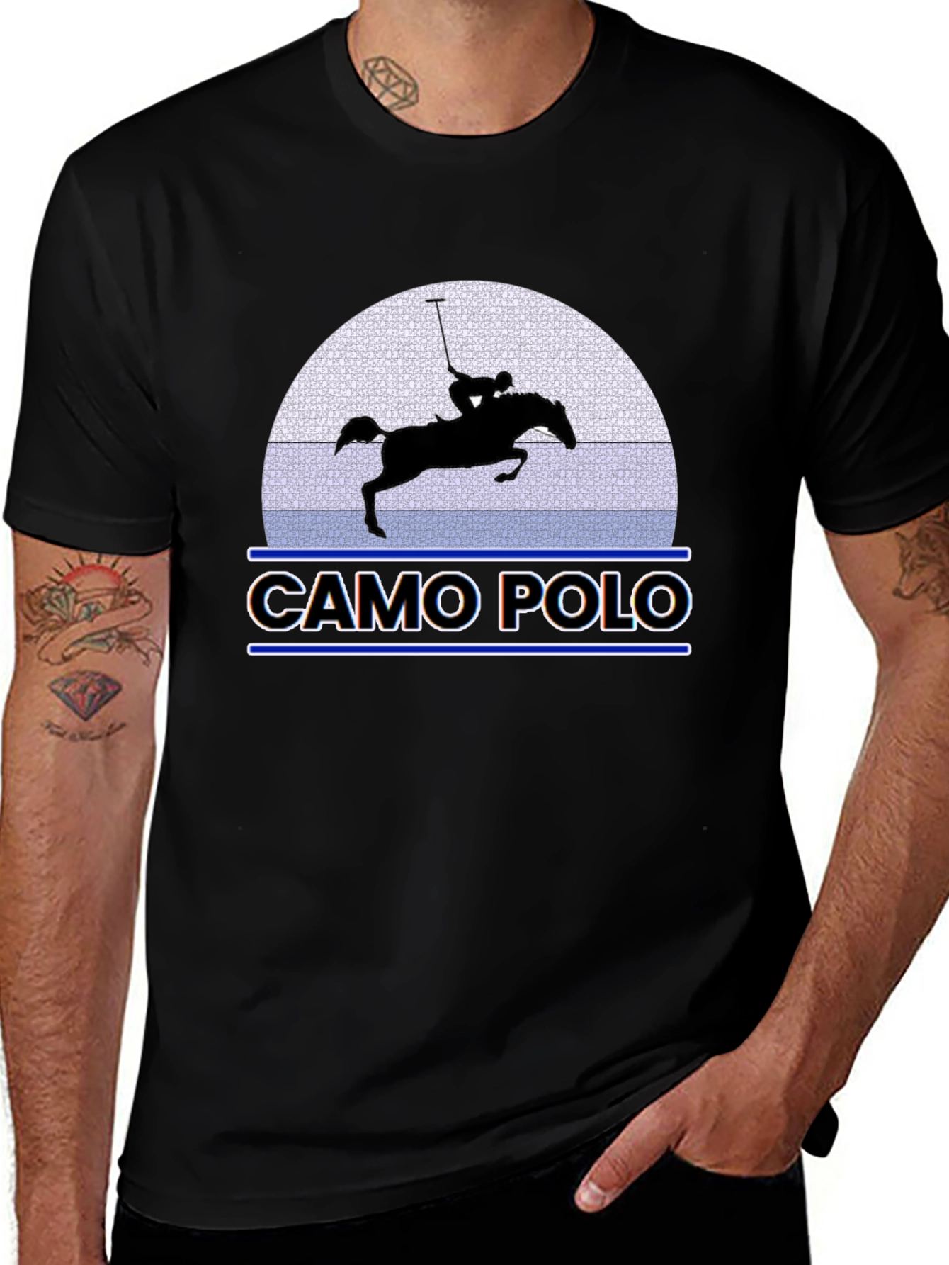 Camo Polo Graphic Tee - Equestrian Style