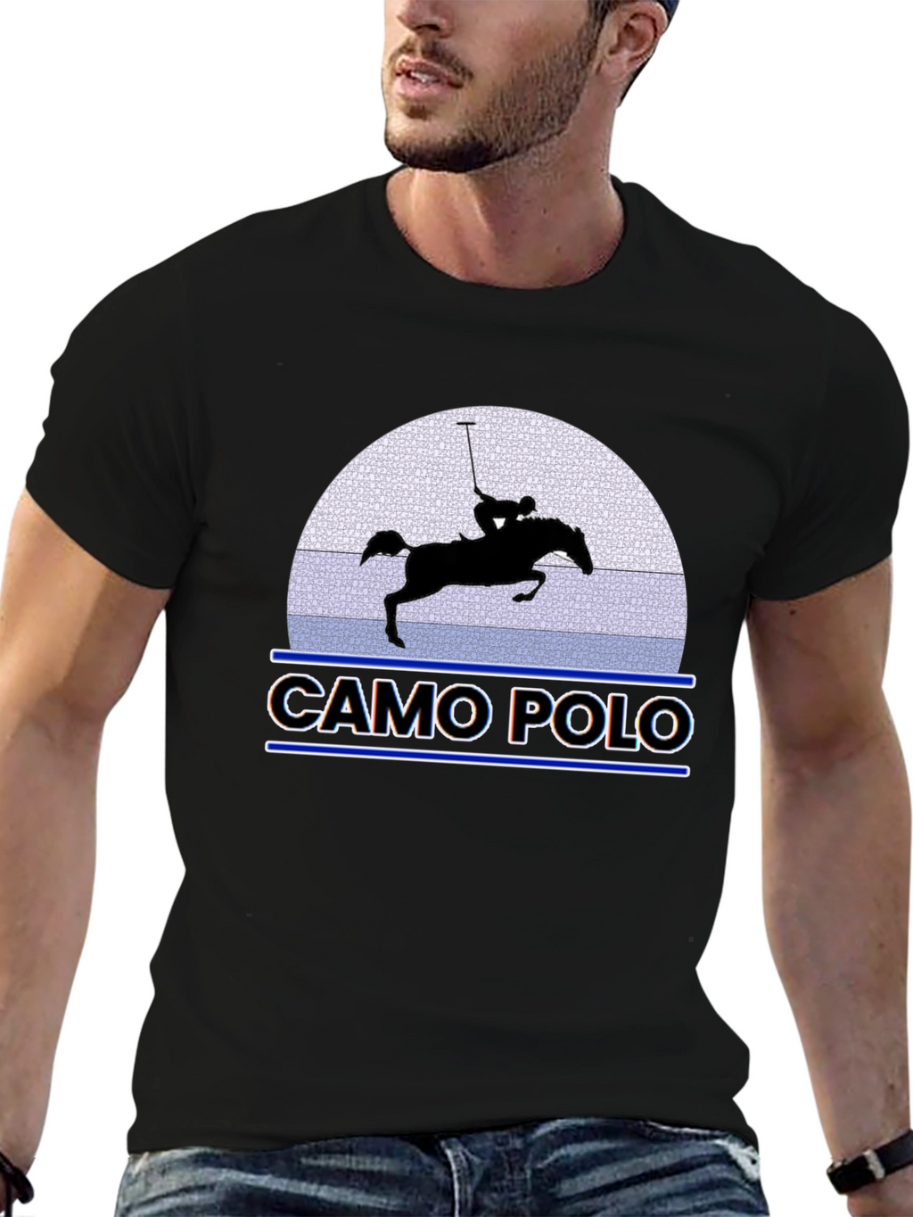 Camo Polo Graphic Tee - Equestrian Style