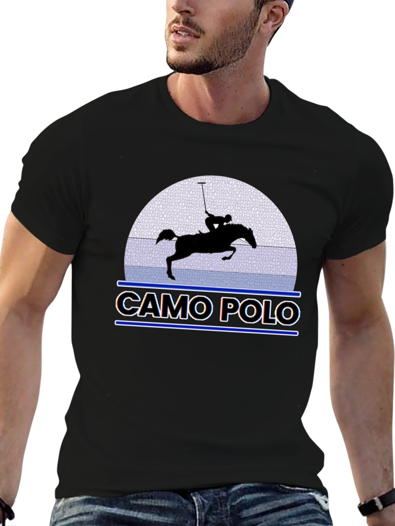 Camo Polo Graphic Tee - Equestrian Style