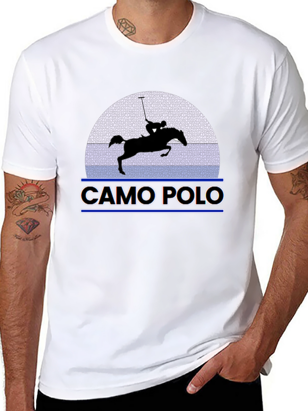 Camo Polo Graphic Tee - Equestrian Style