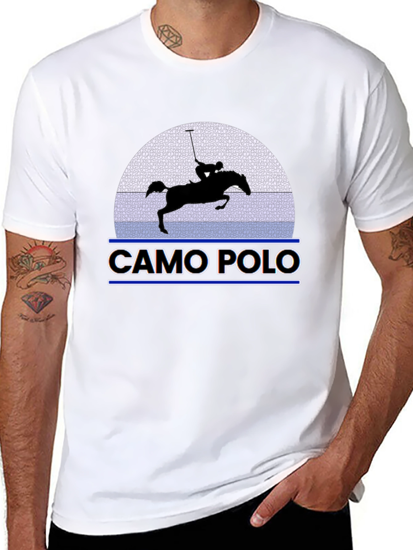 Camo Polo Graphic Tee - Equestrian Style