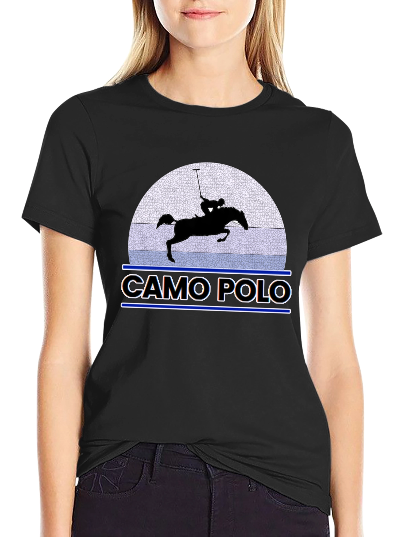 Camo Polo Graphic Tee - Equestrian Style