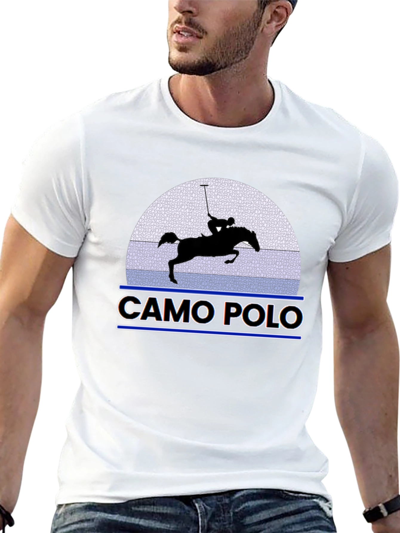 Camo Polo Graphic Tee - Equestrian Style
