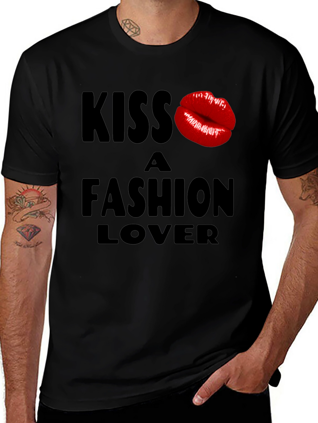 Kiss a Fashion Lover Black Graphic Tee