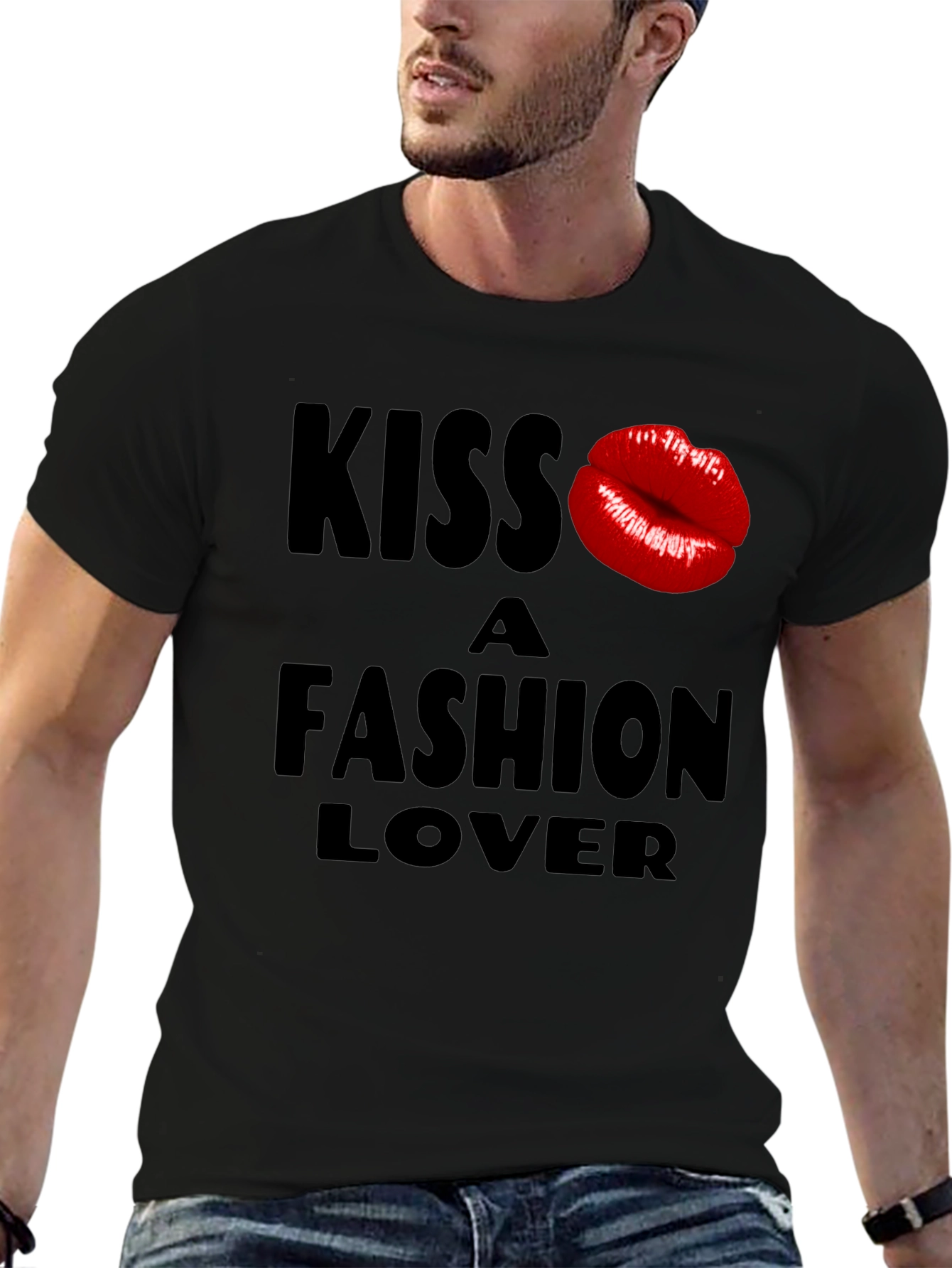 Kiss a Fashion Lover Black Graphic Tee