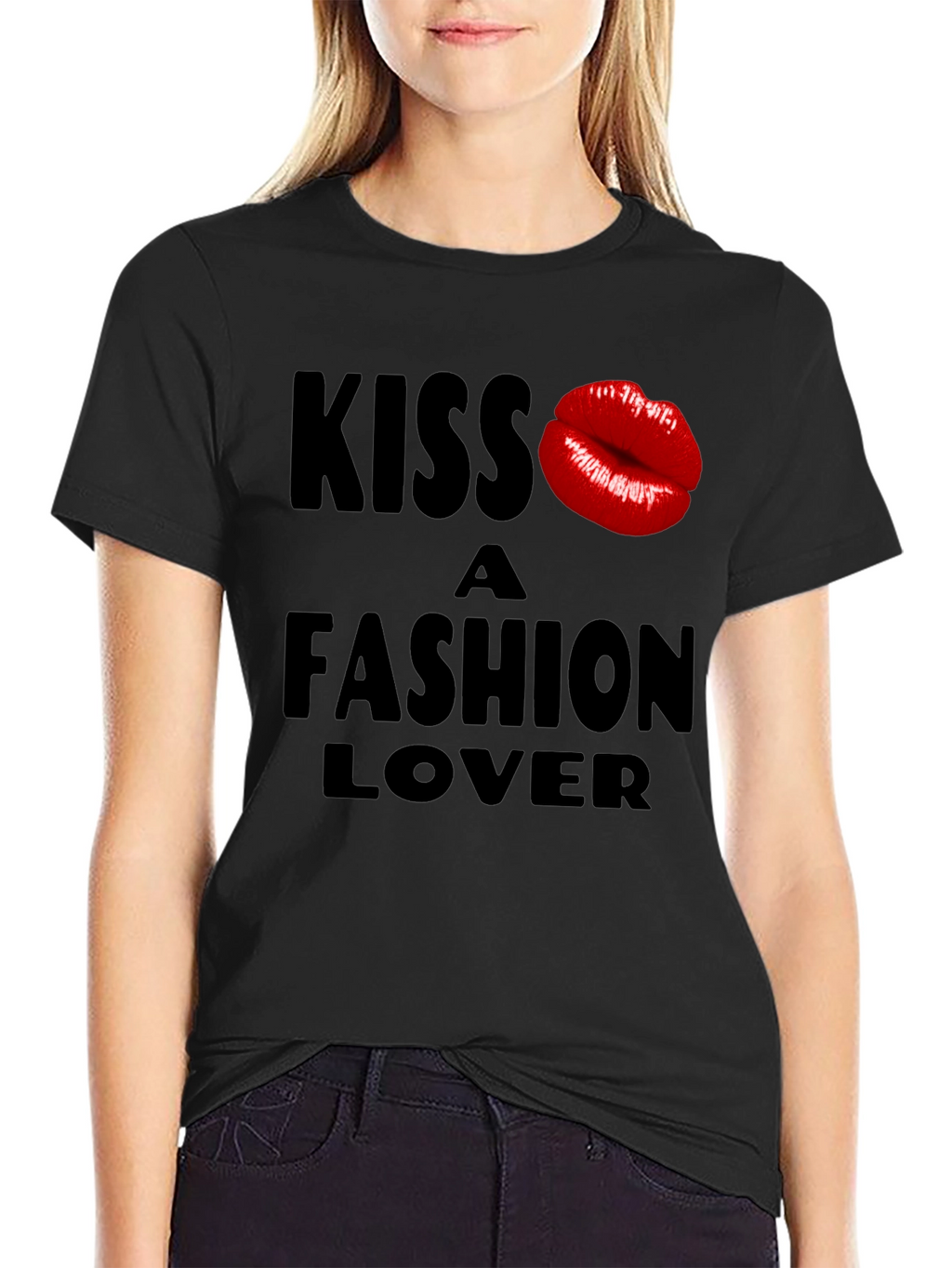 Kiss a Fashion Lover Black Graphic Tee