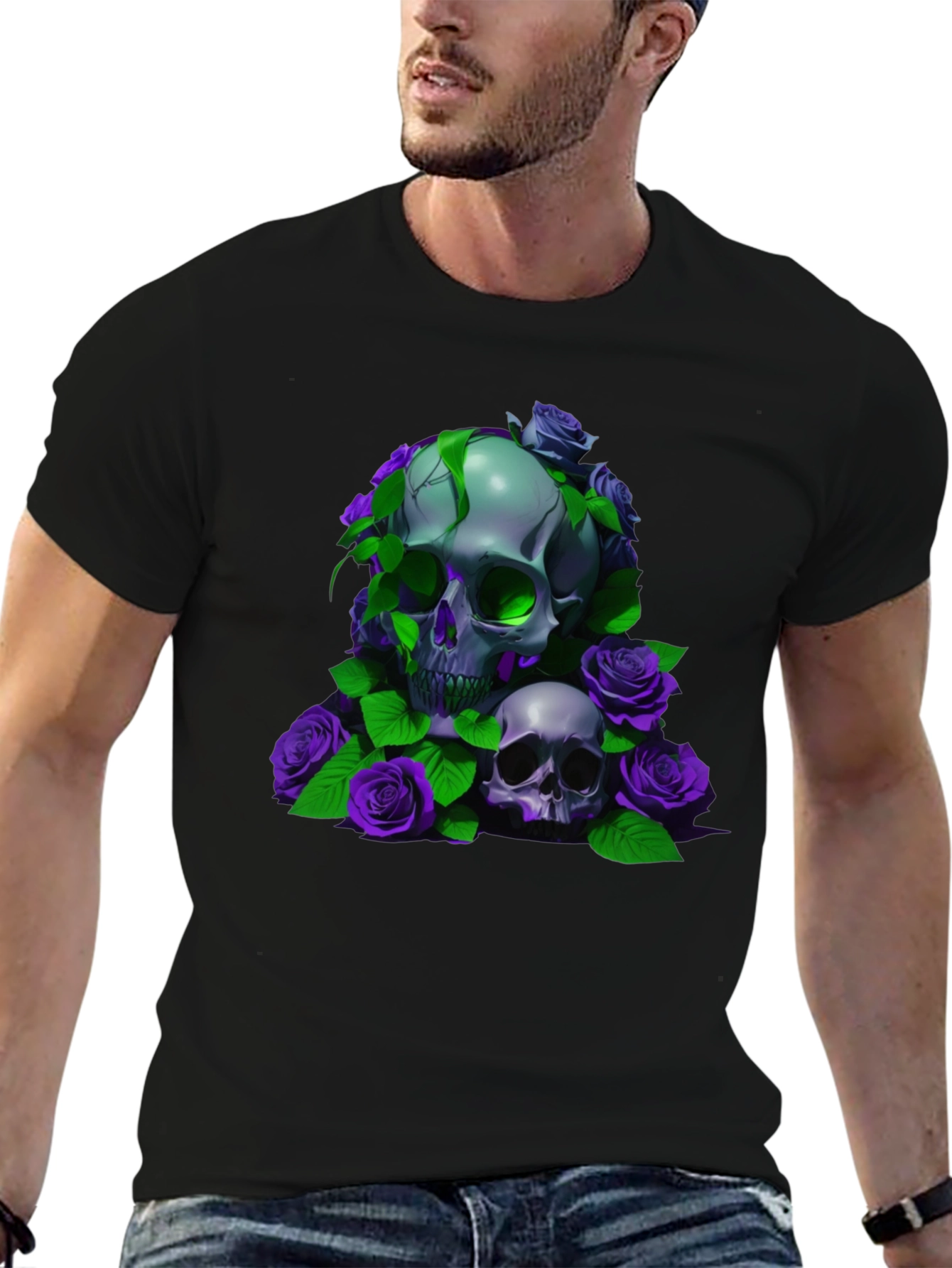 Skull & Roses Graphic Tee - Dark & Edgy Style