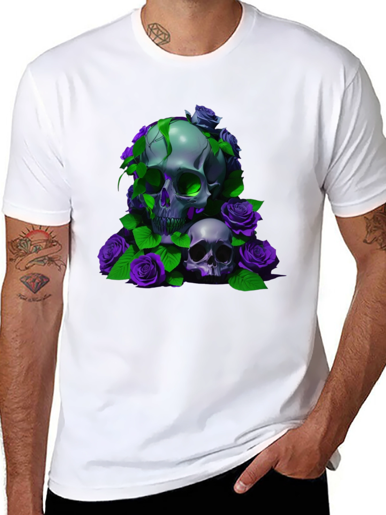 Skull & Roses Graphic Tee - Dark & Edgy Style