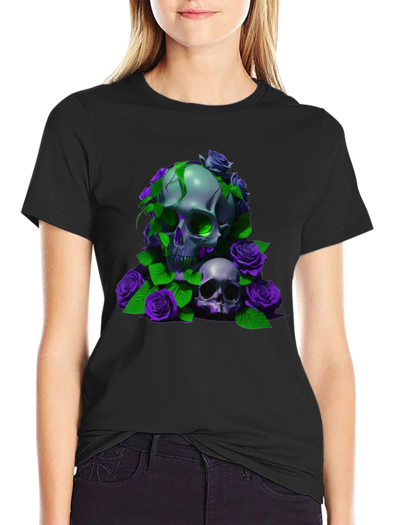 Skull & Roses Graphic Tee - Dark & Edgy Style