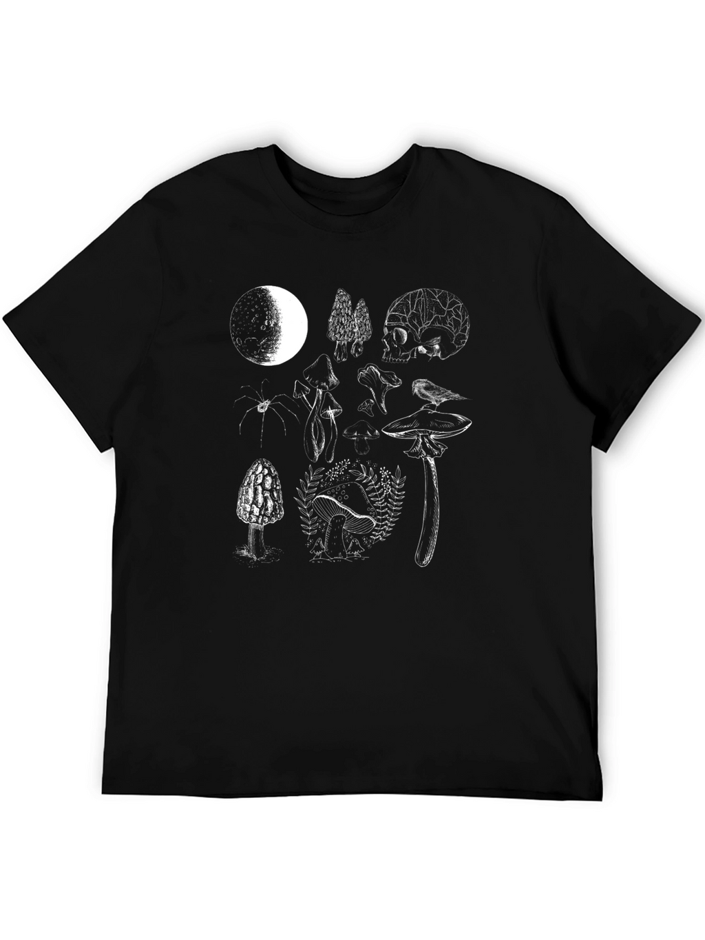 Botanical Skull Graphic Tee - Black