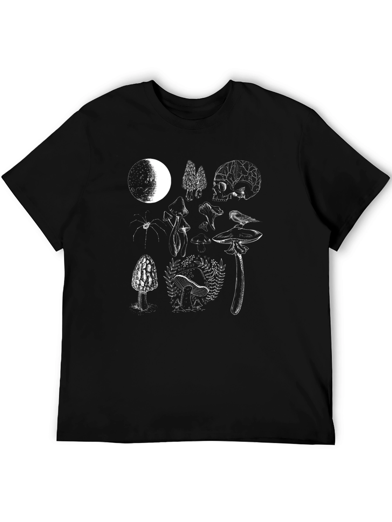 Botanical Skull Graphic Tee - Black