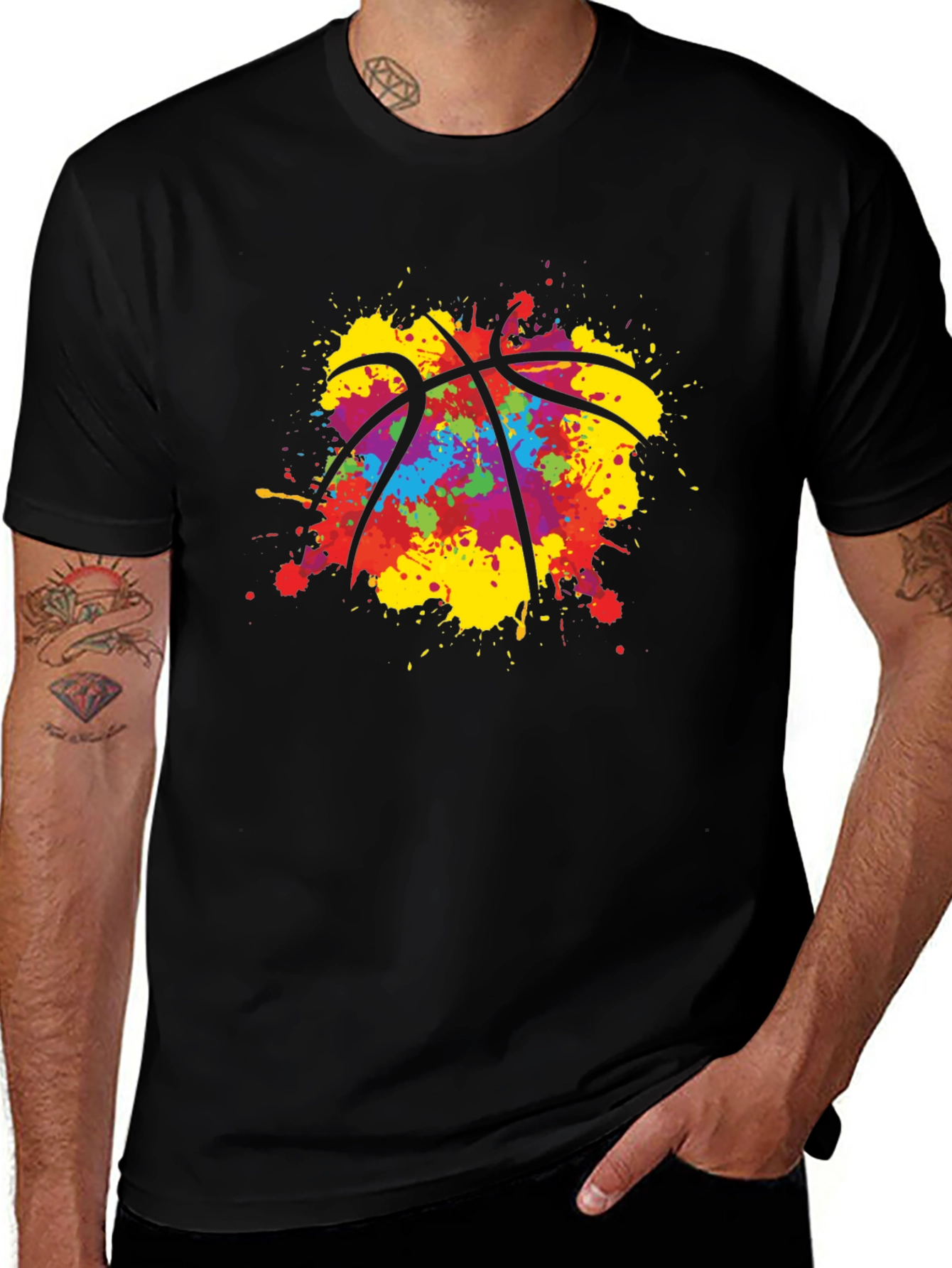 Colorful Basketball Splash Graphic Tee