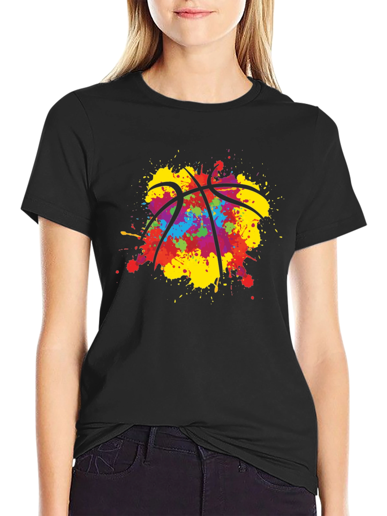 Colorful Basketball Splash Graphic Tee