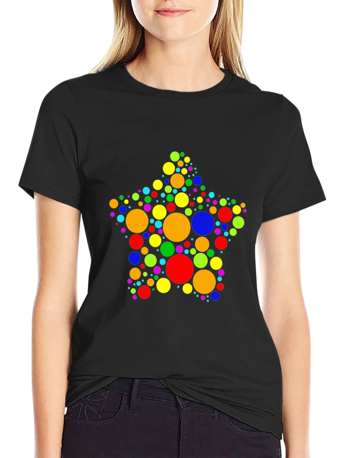 Colorful Polka Dot Star Graphic Tee