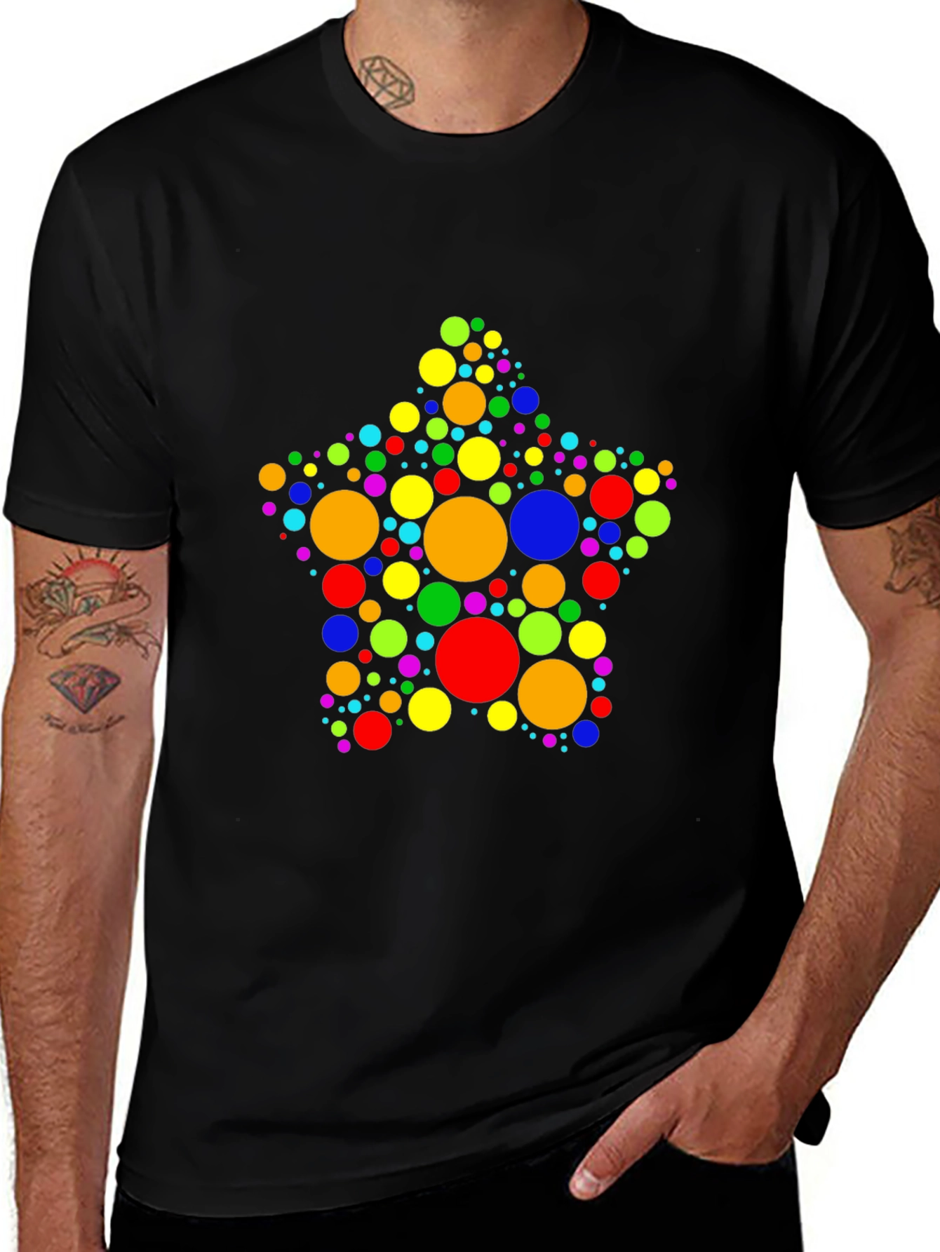 Colorful Polka Dot Star Graphic Tee
