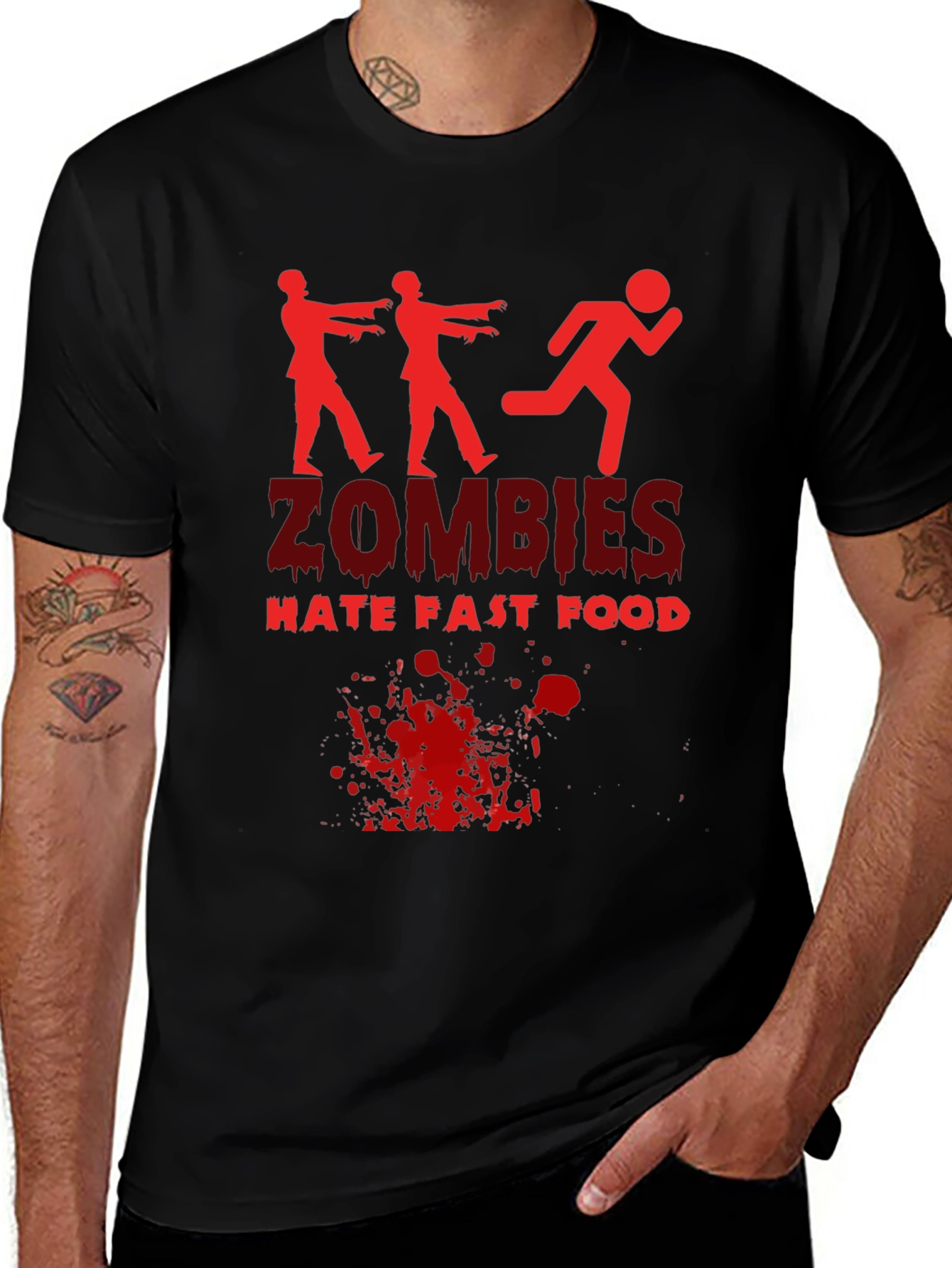 Zombies Hate Fast Food Black T-Shirt