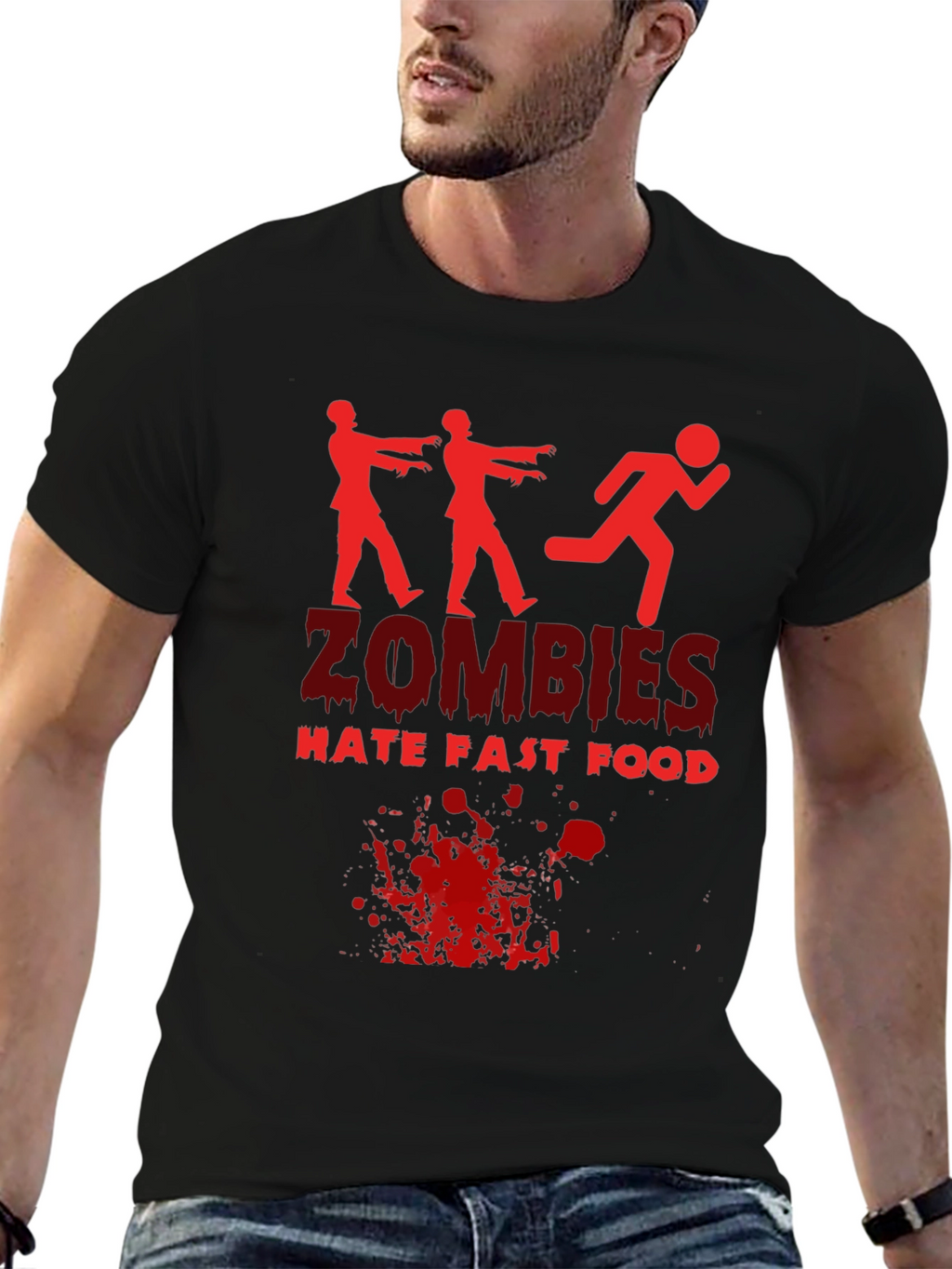 Zombies Hate Fast Food Black T-Shirt