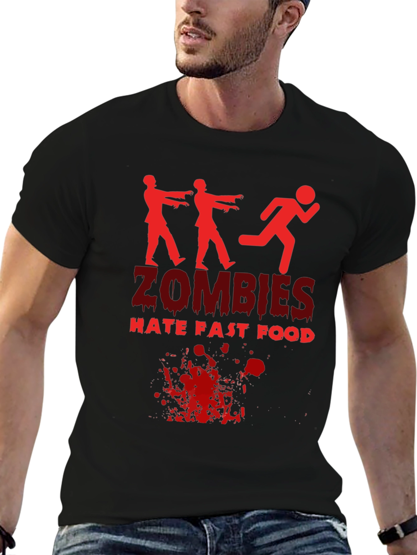 Zombies Hate Fast Food Black T-Shirt