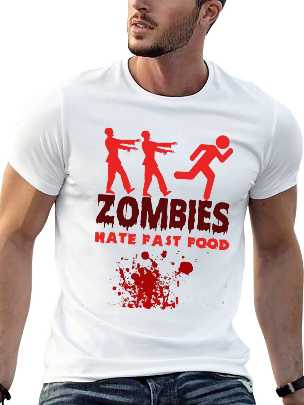 Zombies Hate Fast Food Black T-Shirt