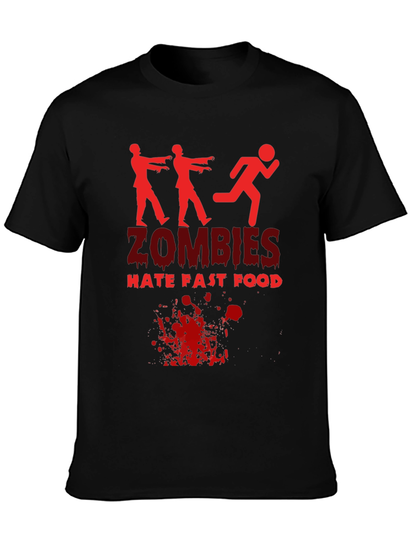 Zombies Hate Fast Food Black T-Shirt