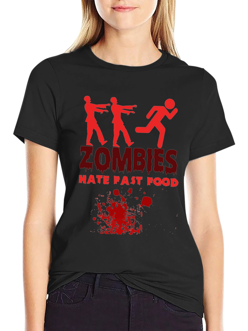Zombies Hate Fast Food Black T-Shirt