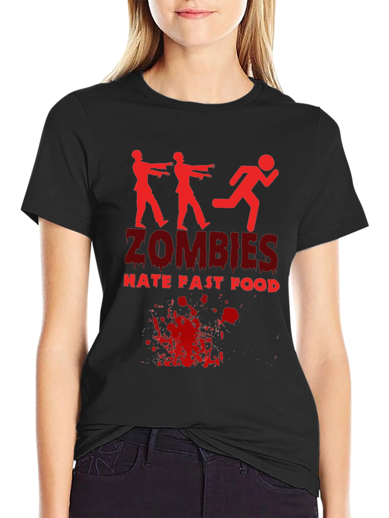 Zombies Hate Fast Food Black T-Shirt