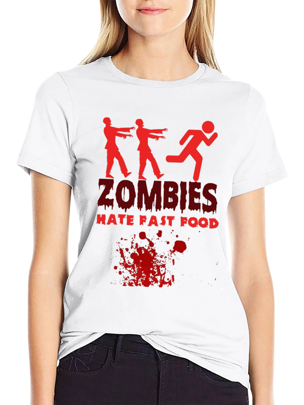 Zombies Hate Fast Food Black T-Shirt
