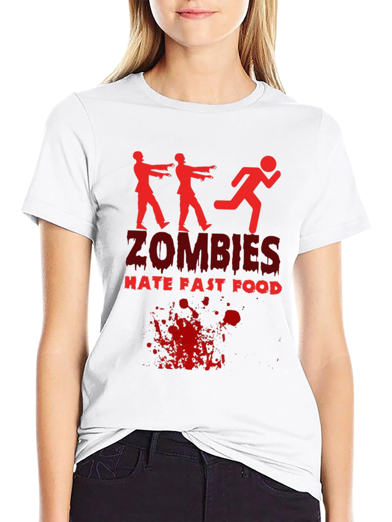 Zombies Hate Fast Food Black T-Shirt