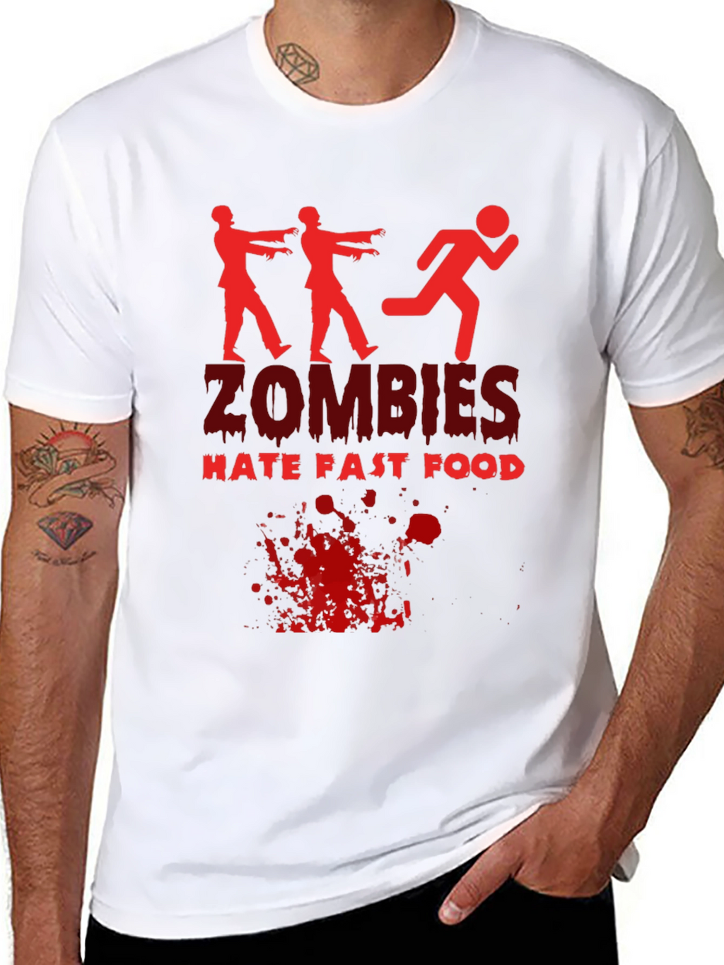 Zombies Hate Fast Food Black T-Shirt