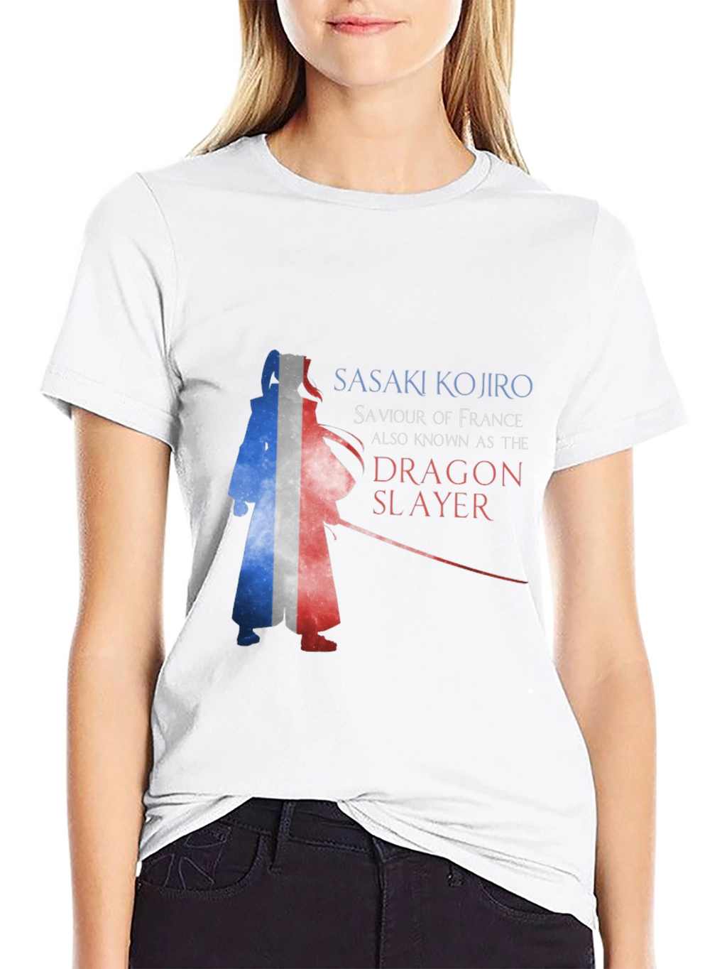 Sasaki Kojiro Dragon Slayer France Flag Graphic T-Shirt
