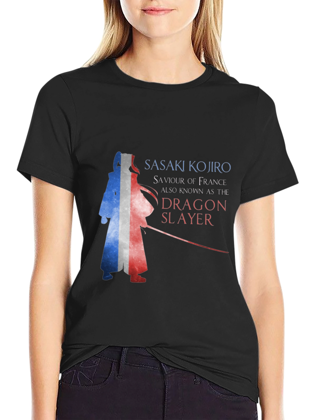 Sasaki Kojiro Dragon Slayer France Flag Graphic T-Shirt