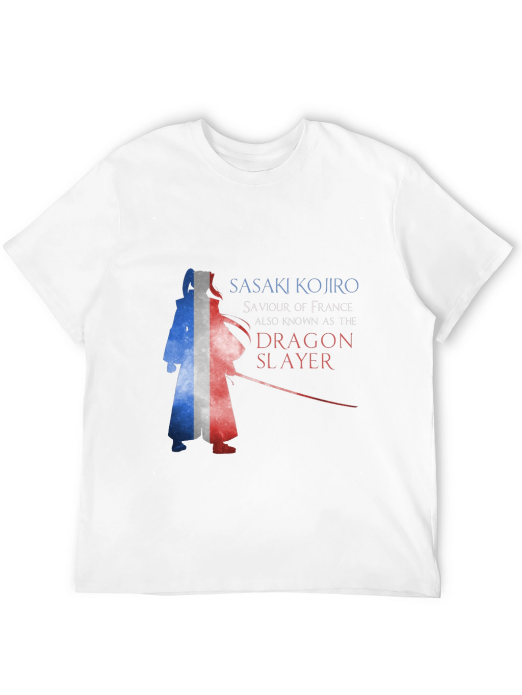Sasaki Kojiro Dragon Slayer France Flag Graphic T-Shirt