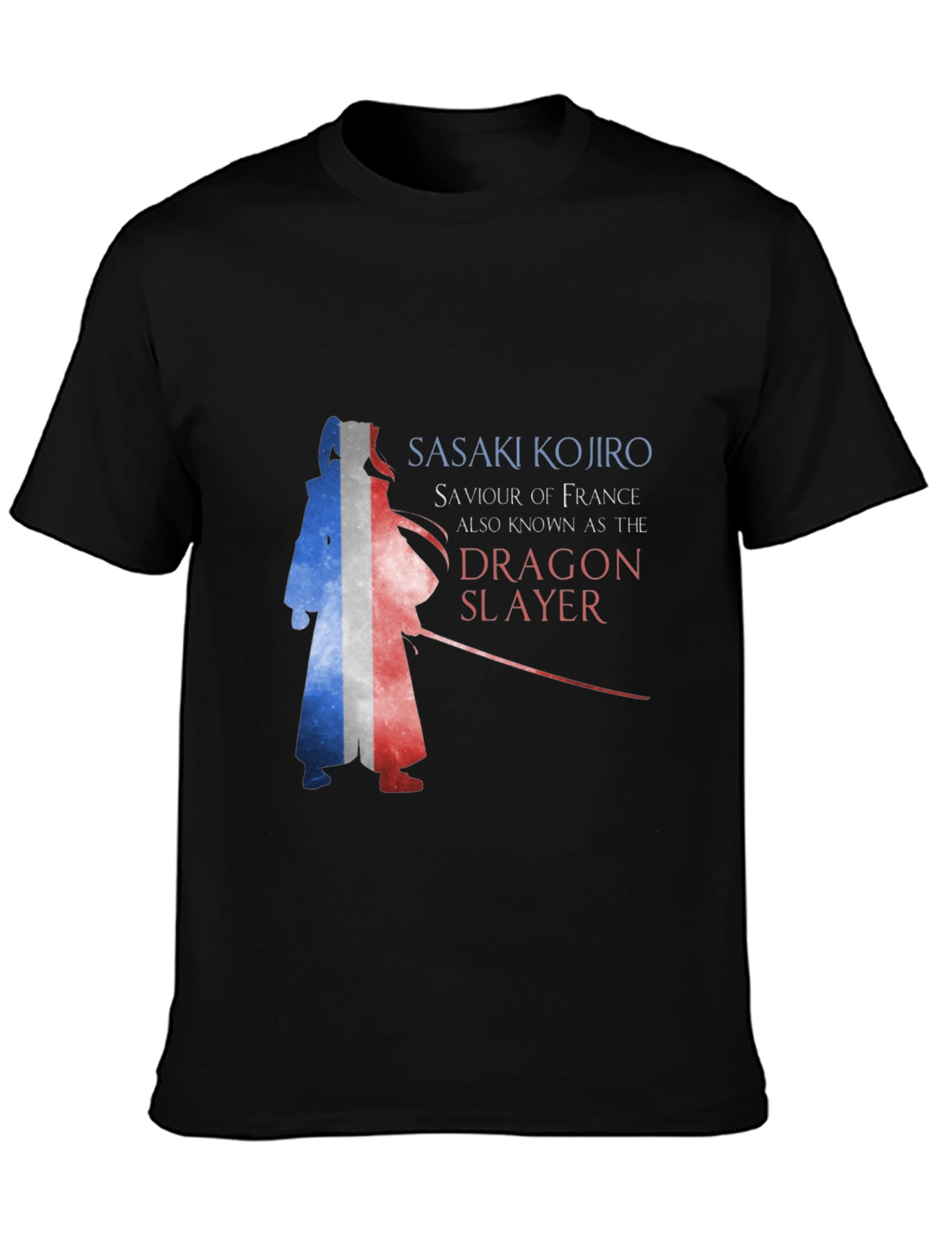 Sasaki Kojiro Dragon Slayer France Flag Graphic T-Shirt