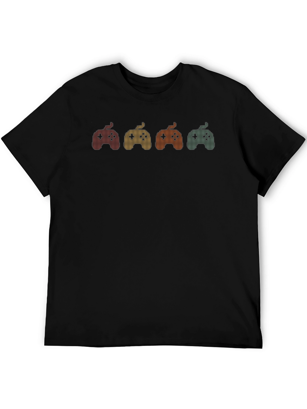 Retro Gaming Controller Graphic Tee - Black Cotton